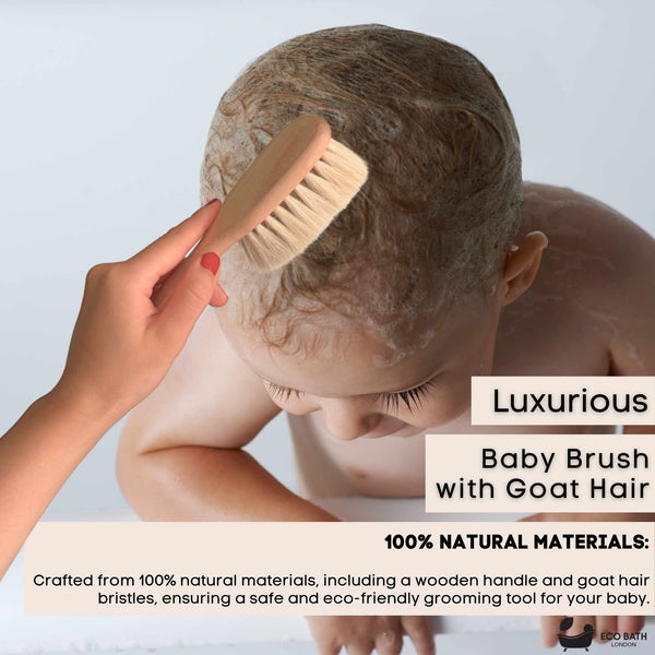 Eco Bath London Eco Bath London Baby Brush With Goat Hair - Ultra Soft Baby Bath Brush For Newborns