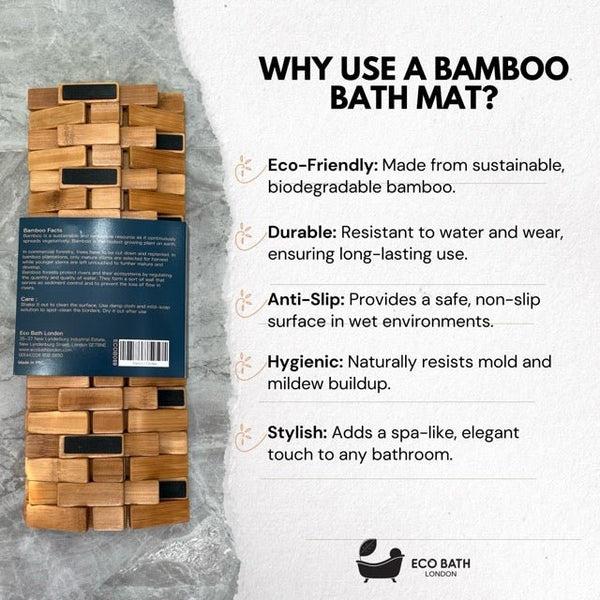 Eco Bath London Eco Bath London Bamboo Bath Mat - Roll Up Shower Mat Anti-Slip And Waterproof Bathroom Spa Shower Mat