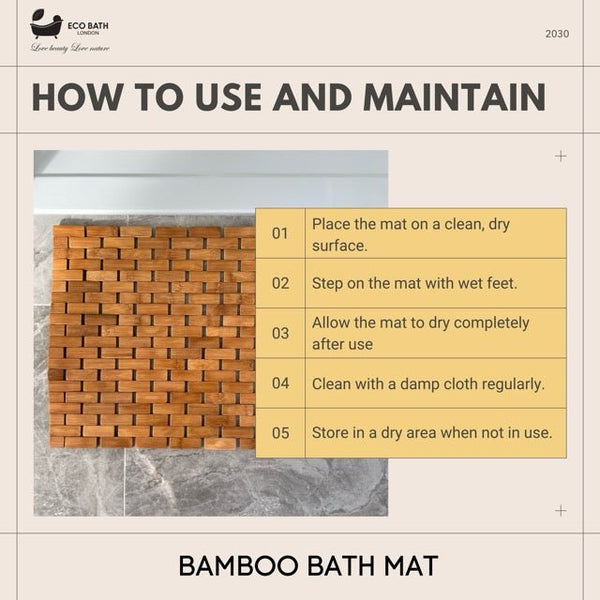 Eco Bath London Eco Bath London Bamboo Bath Mat - Roll Up Shower Mat Anti-Slip And Waterproof Bathroom Spa Shower Mat