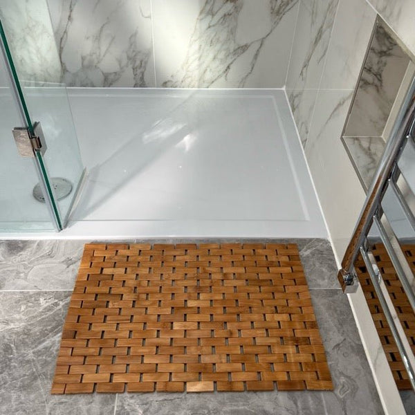 eco bath london Eco Bath London Bamboo Bath Mat - Roll Up Shower Mat Anti-Slip and Waterproof Bathroom Spa Shower Mat