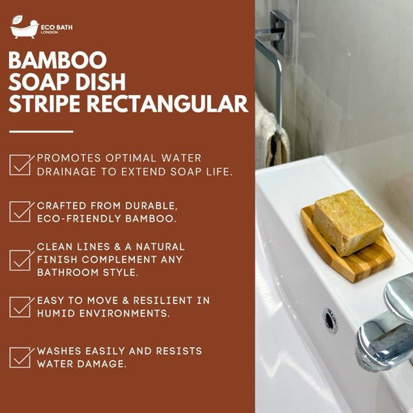 Eco Bath London Eco Bath London Bamboo Stripes Rectangle Soap Dish