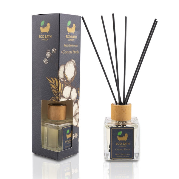 eco bath london Eco Bath London Cotton Fresh Reed Diffuser 100ml (3.38 Fl.Oz) - Luxurious Calming Reed Diffuser for Home Fragrance