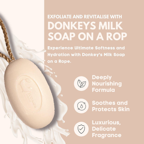 Eco Bath London Eco Bath London Donkey’s Milk Soap On A Rope 220g - Luxurious And Eco Friendly Body Wash Bar With Shea Butter