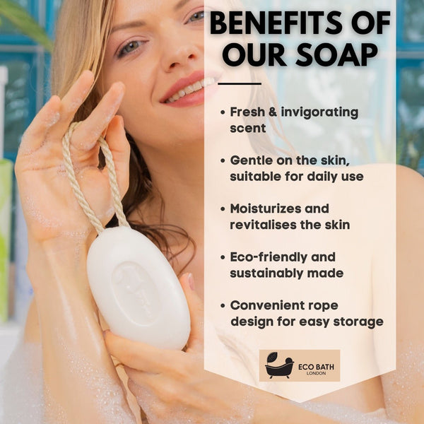 Eco Bath London Eco Bath London Donkey’s Milk Soap On A Rope 220g - Luxurious And Eco Friendly Body Wash Bar With Shea Butter