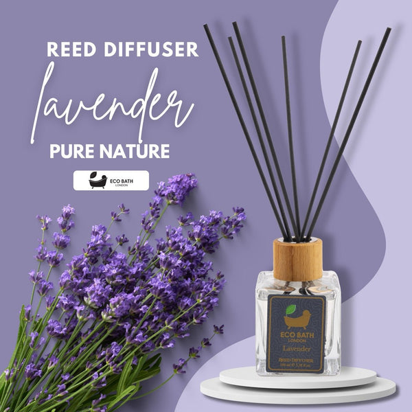 Eco Bath London Eco Bath London French Lavender Reed Diffuser - Luxurious Home Fragrance With Natural Essential French Lavender Oil 100ml (3.38 Fl.Oz)