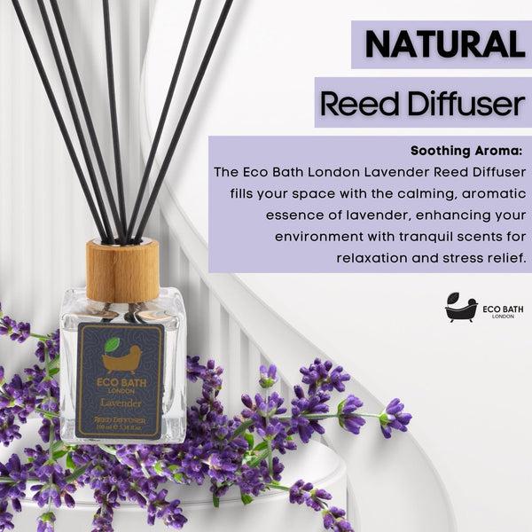 Eco Bath London Eco Bath London French Lavender Reed Diffuser - Luxurious Home Fragrance With Natural Essential French Lavender Oil 100ml (3.38 Fl.Oz)