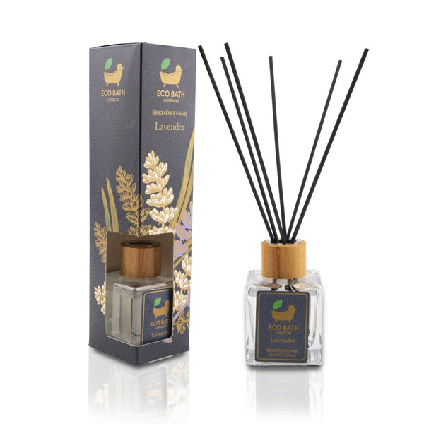 eco bath london Eco Bath London French Lavender Reed Diffuser - Luxurious Home Fragrance with Natural Essential French Lavender Oil 100ml (3.38 Fl.Oz)