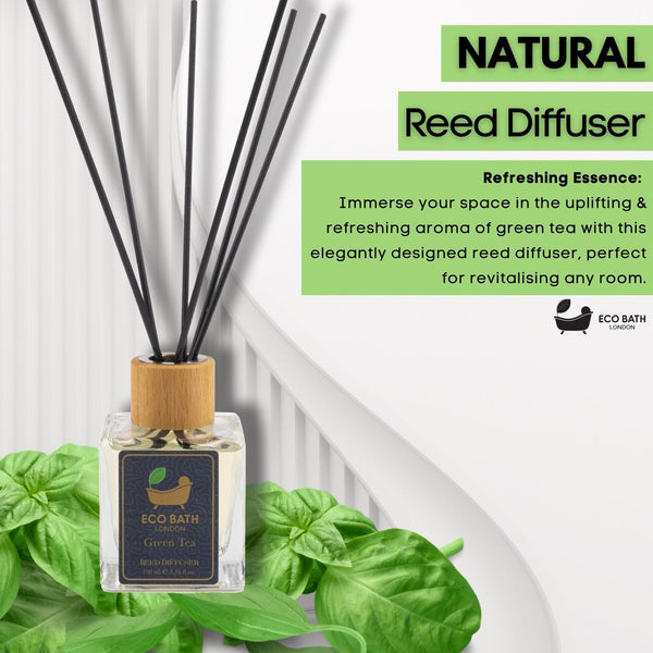 Eco Bath London Eco Bath London Green Tea Reed Diffuser - Refreshing Room Fragrance With Notes Of Bergamot And Green Tea 100ml (3.38 Fl.Oz)