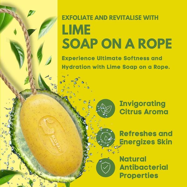 Eco Bath London Eco Bath London Lime Soap On A Rope 220g - Luxury Eco-Friendly Lime Soap Refreshing Body Wash Bar With Shea Butter