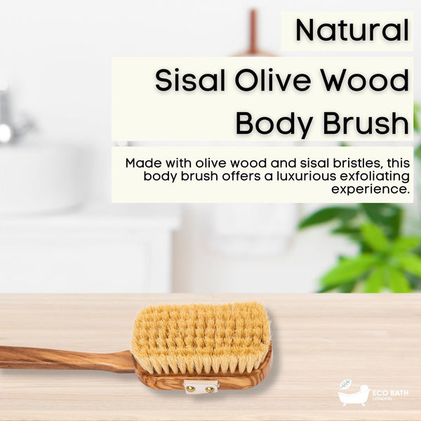 Eco Bath London Eco Bath London Luxury Natural Sisal Olive Wood Body Brush - The Ultimate Dry Brushing Body Brush