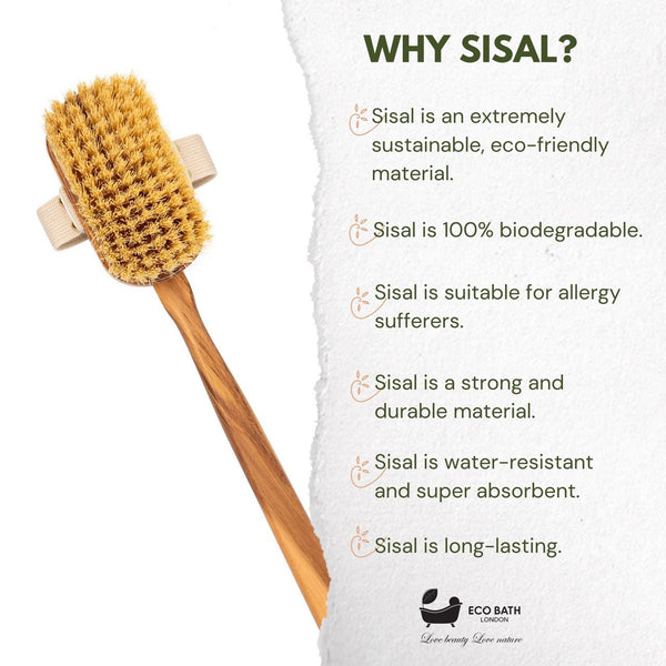 Eco Bath London Eco Bath London Luxury Natural Sisal Olive Wood Body Brush - The Ultimate Dry Brushing Body Brush