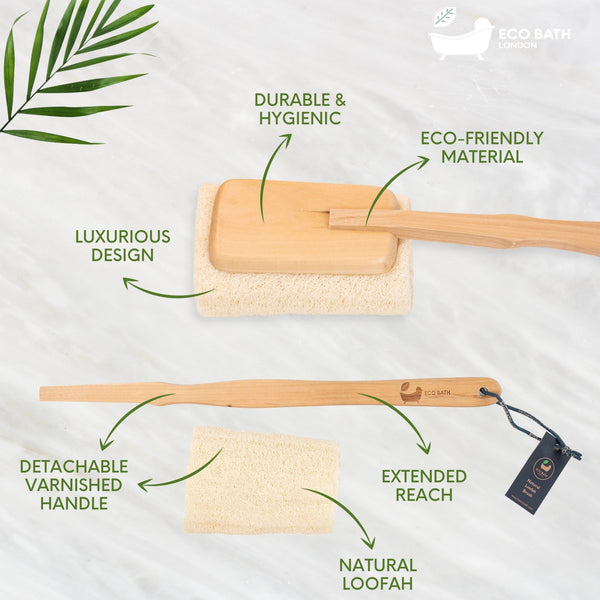 Eco Bath London Eco Bath London Natural Loofah Brush - Premium Loofah Body Brush With Handle