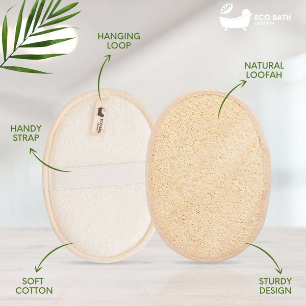 Eco Bath London Eco Bath London Natural Loofah Pad - Exfoliating Loofah Bath Sponge For Women And Men