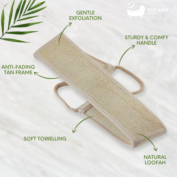 Eco Bath London Eco Bath London Natural Loofah Strap - Premium Back Scrubber For Deep Exfoliation