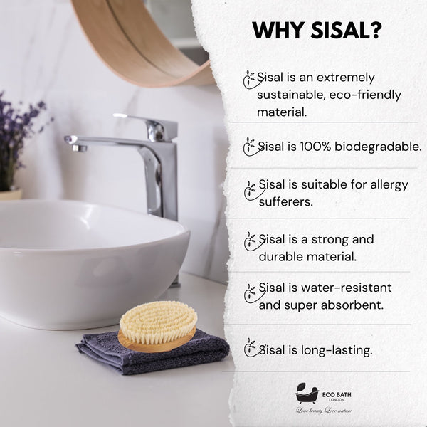 Eco Bath London Eco Bath London Natural Sisal Olive Wood Hand Brush - Premium Olive Wood Sisal Hand Brush