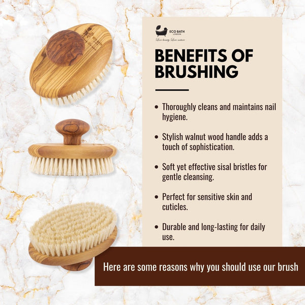 Eco Bath London Eco Bath London Natural Sisal Olive Wood Hand Brush - Premium Olive Wood Sisal Hand Brush