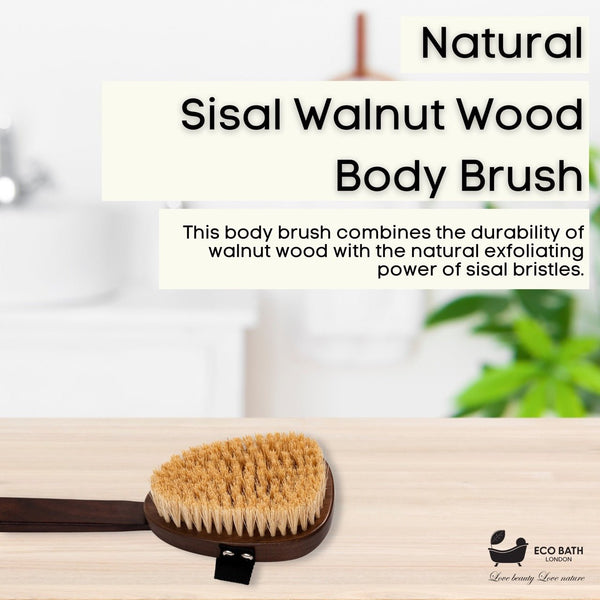 Eco Bath London Eco Bath London Natural Sisal Walnut Wood Body Brush - Luxurious Dry Brushing Body Brush