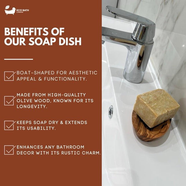Eco Bath London Eco Bath London Olive Wood Boat Shape Soap Dish