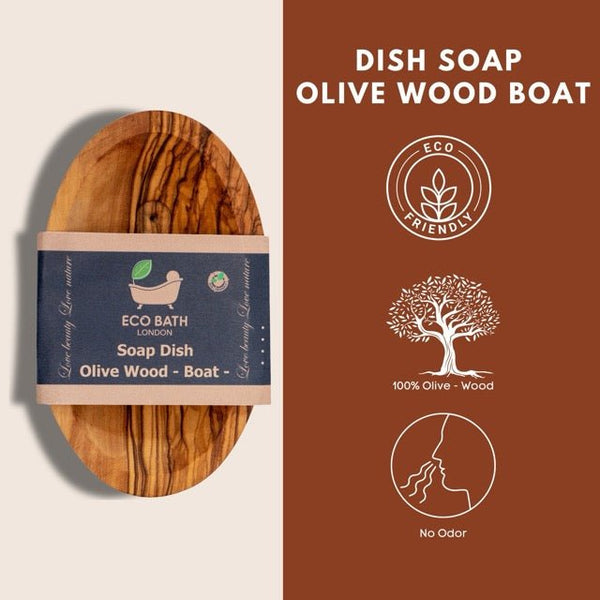 Eco Bath London Eco Bath London Olive Wood Boat Shape Soap Dish