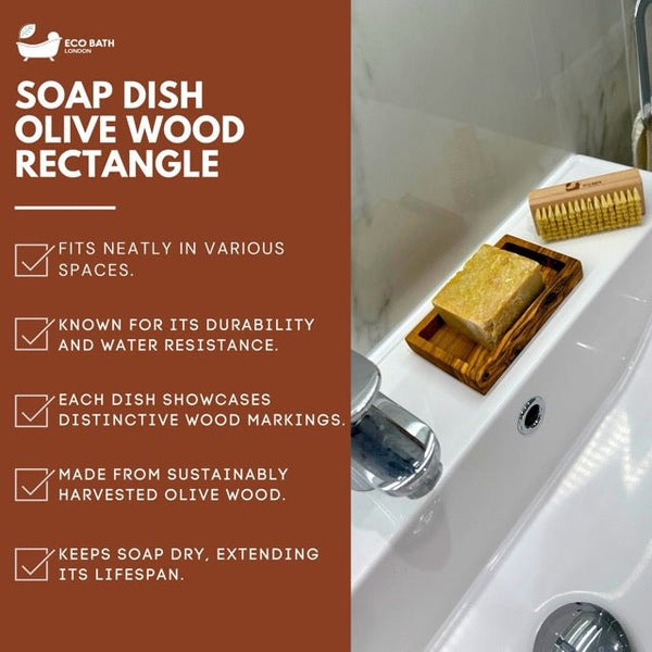 Eco Bath London Eco Bath London Olive Wood Rectangle Soap Dish