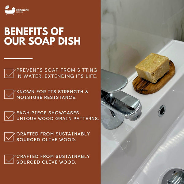 Eco Bath London Eco Bath London Olive Wood Ridged Soap Dish
