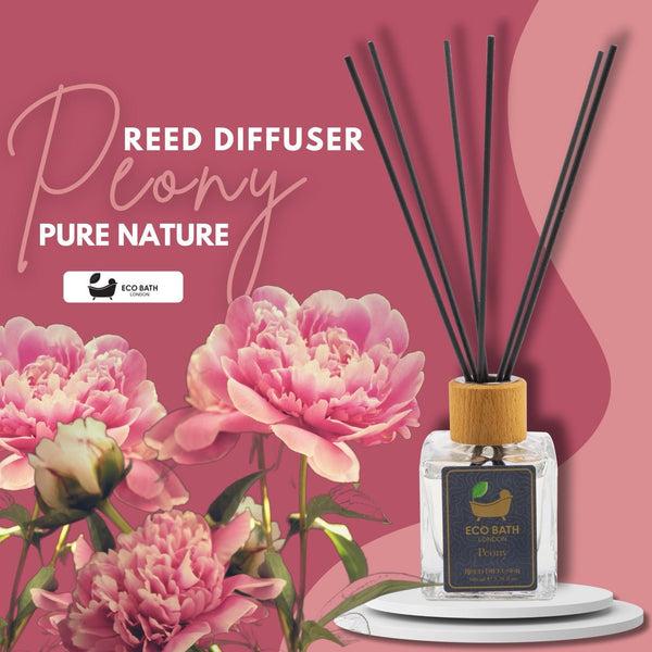 Eco Bath London Eco Bath London Peony Reed Diffuser - Beautiful Bouquet Of Peonies Fragrance Intensive Fresh & Long Lasting Room Diffuser 100ml (3.38 Fl.Oz)