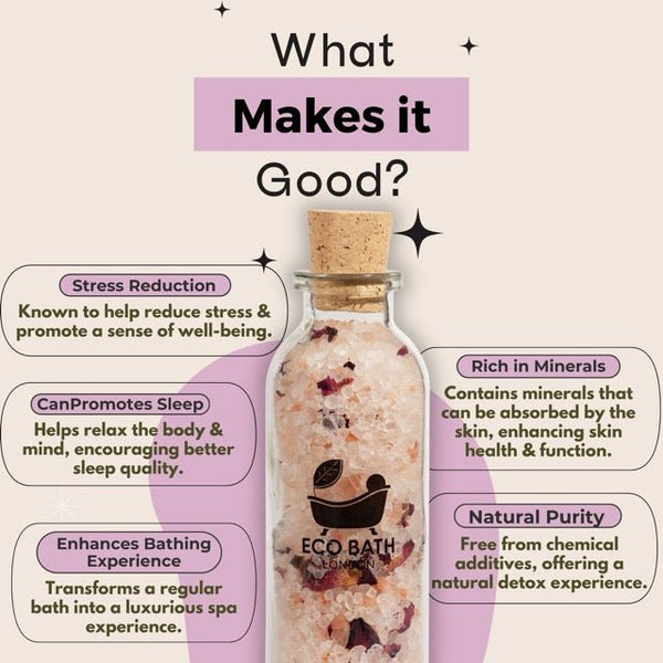 Eco Bath London Eco Bath London Rose Himalayan Bath Salt 300g - Luxurious Rose Bath Salt Infused With Rose Petals