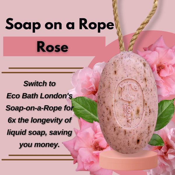 Eco Bath London Eco Bath London Rose Soap On A Rope 220g - Luxurious And Eco Friendly Body Wash Bar With Shea Butter