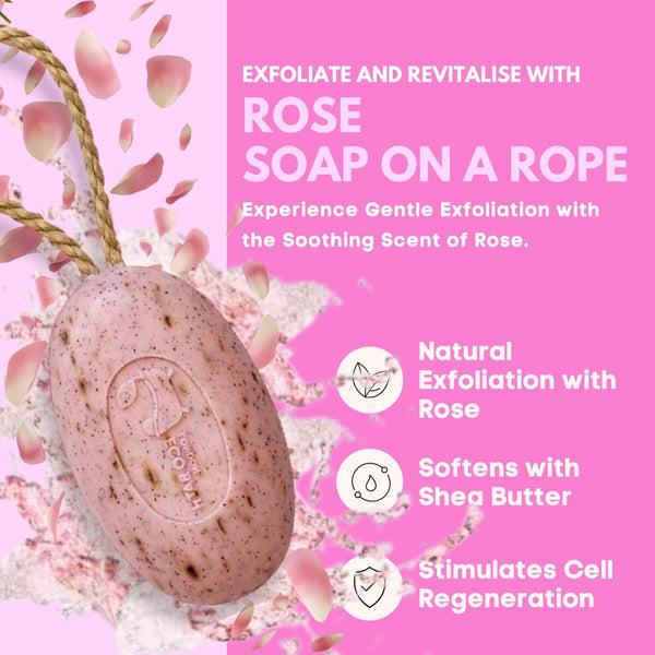 Eco Bath London Eco Bath London Rose Soap On A Rope 220g - Luxurious And Eco Friendly Body Wash Bar With Shea Butter