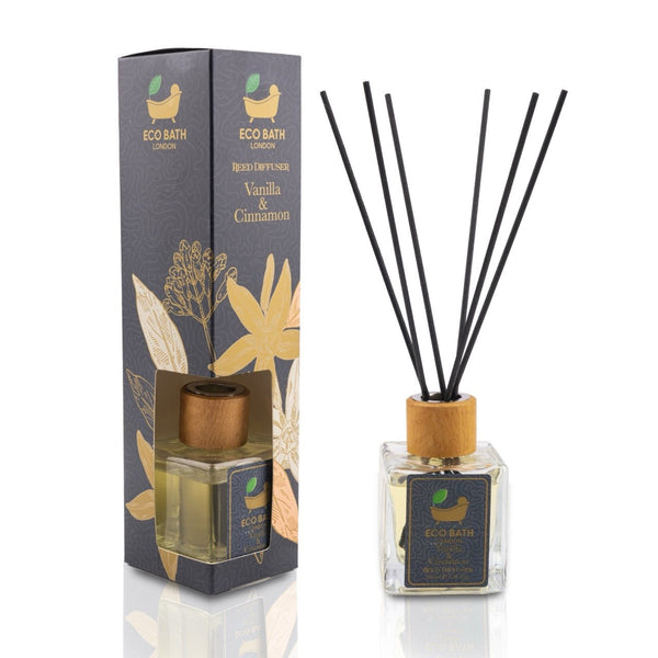 eco bath london Eco Bath London Vanilla Cinnamon Reed Diffuser - Luxurious Herbal Scent of Cinnamon and Vanilla Long Lasting Room Diffuser 100ml (3.38 Fl.Oz)