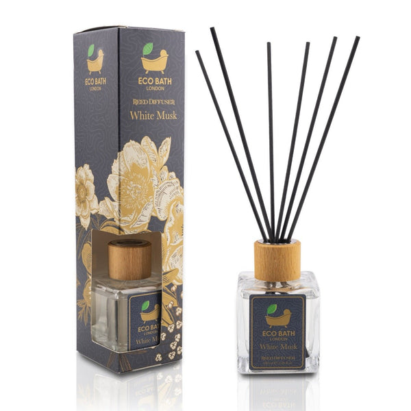 eco bath london Eco Bath London White Musk Reed Diffuser - Fresh and Sweet Fruits Scented Room Diffuser with Lemon Mandarin Green Pear and Bergamot 100ml (3.38 Fl.Oz)