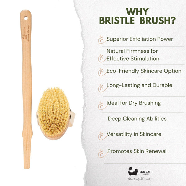 Eco Bath London Eco Bath Natural Bristle Body Brush Detachable With Soft Bristles