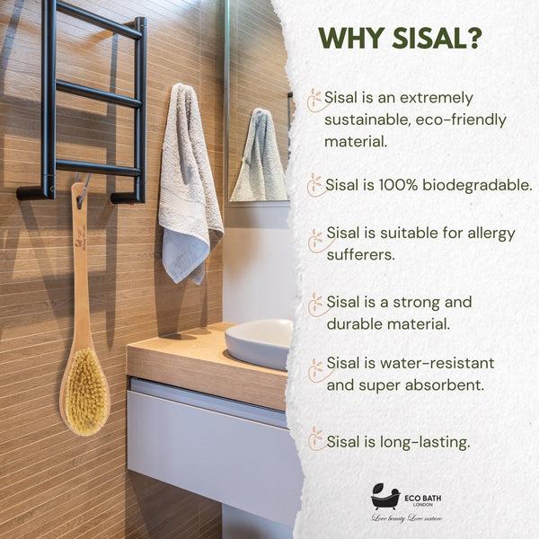 Eco Bath London Natural Sisal Or Bristle Body Brush For Dry Brushing And Showers