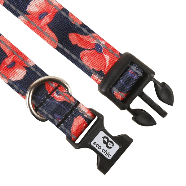 Eco Chic Eco Chic Recycled Dog Collar - Poppies Navy