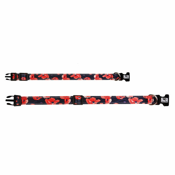 Eco Chic Eco Chic Recycled Dog Collar - Poppies Navy