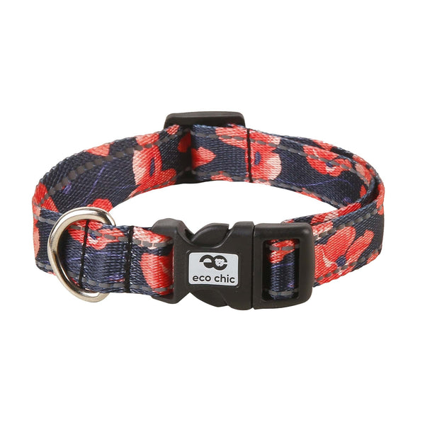 eco chic Eco Chic Recycled Dog Collar - Poppies Navy