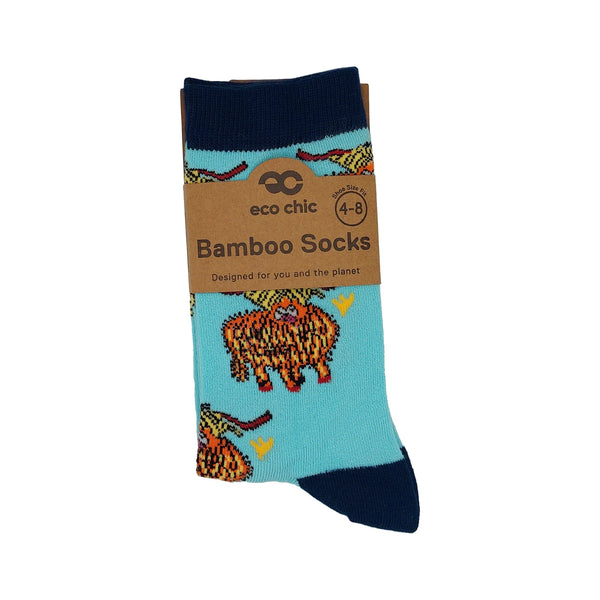 Eco Chic Eco Chic Eco-Friendly Bamboo Socks Highland Cow