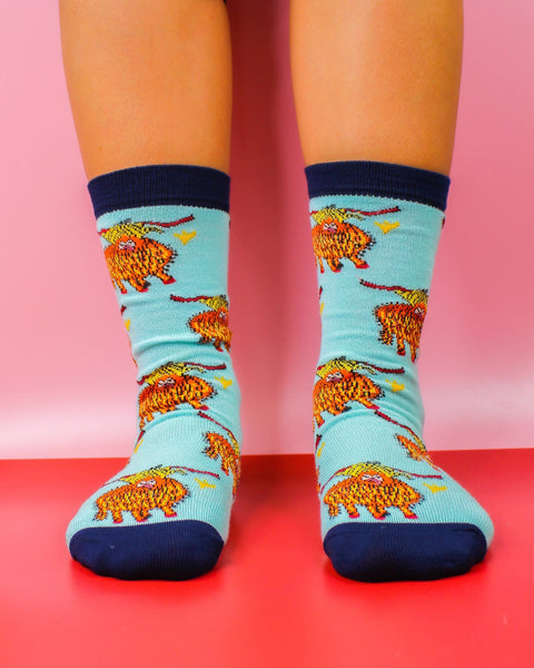 Eco Chic Eco Chic Eco-Friendly Bamboo Socks Highland Cow