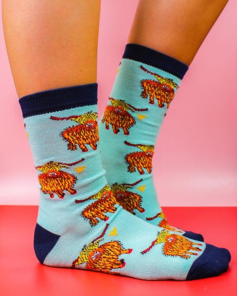 Eco Chic Eco Chic Eco-Friendly Bamboo Socks Highland Cow