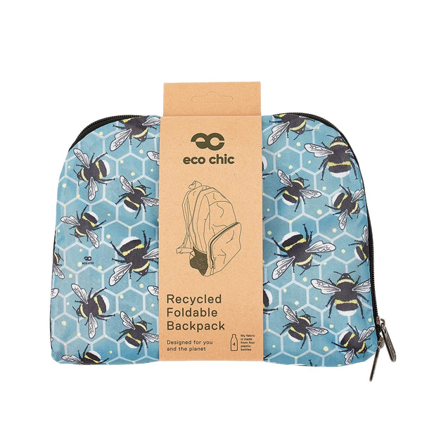 Eco Chic Eco Chic Lightweight Foldable Backpack Bumble Bees