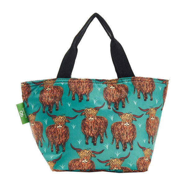 eco chic Eco Chic Lightweight Foldable Lunch Bag Highland Cow