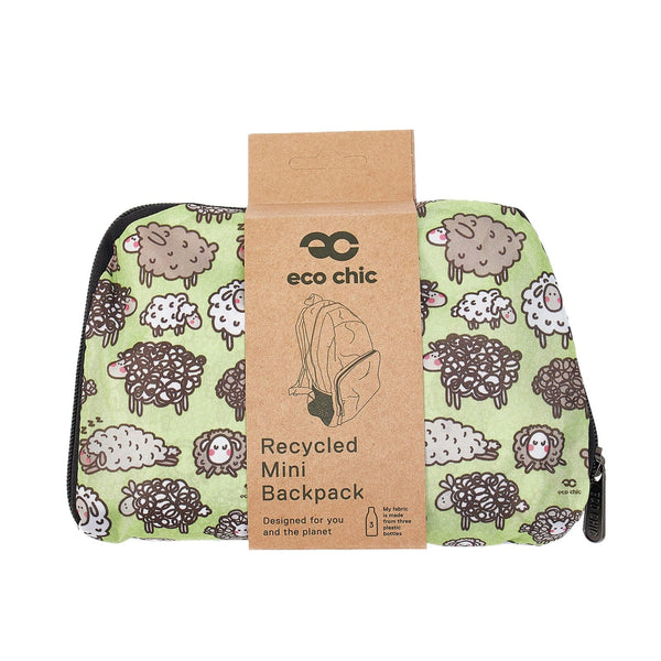 Eco Chic Eco Chic Lightweight Foldable Mini Backpack Cute Sheep