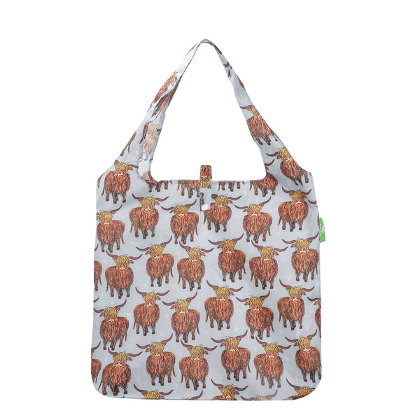 eco Chic Eco Chic Lightweight Foldable Reusable Shopping Bag Highland Cow