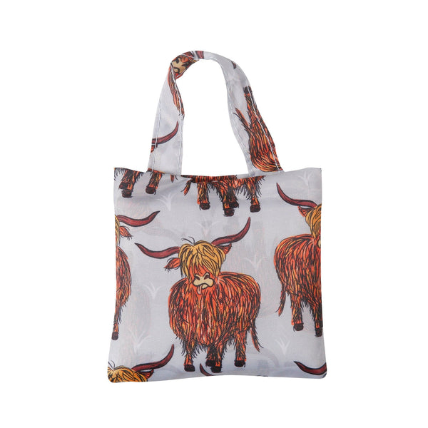 eco Chic Eco Chic Lightweight Foldable Reusable Shopping Bag Highland Cow