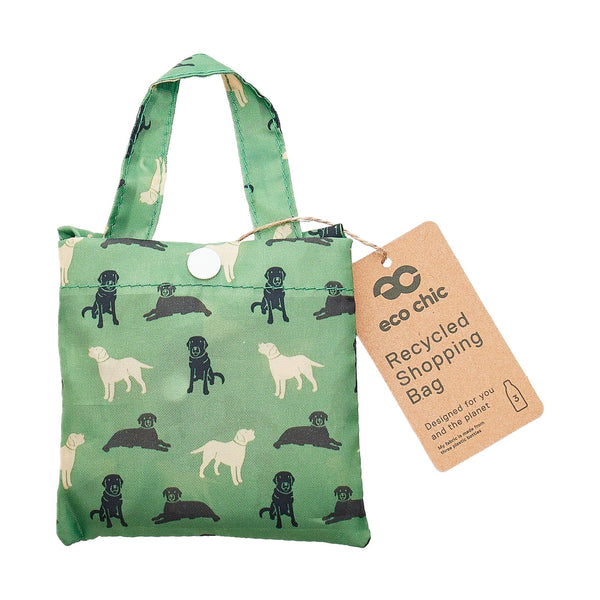 Eco Chic Eco Chic Lightweight Foldable Reusable Shopping Bag Labradors