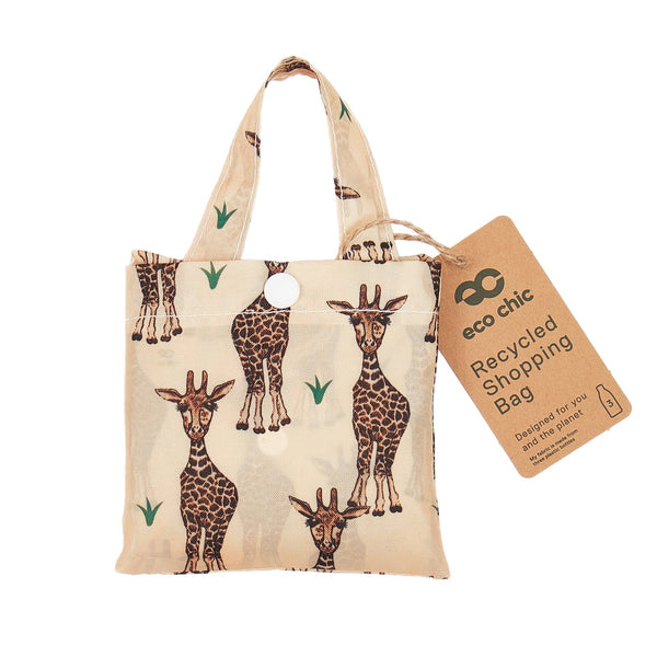 Eco Chic Eco Chic Lightweight Foldable Reusable Shopping Bag Giraffes