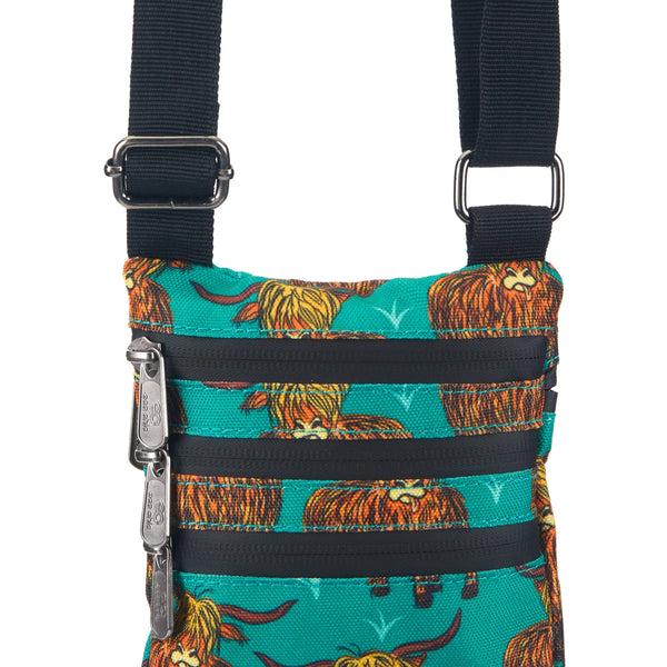 Eco Chic Eco Chic Recycled Canvas Crossbody Phone Bag - Highland Cow