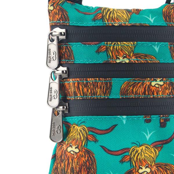 Eco Chic Eco Chic Recycled Canvas Crossbody Phone Bag - Highland Cow