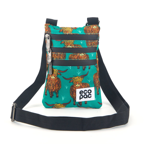 eco chic Eco Chic Recycled Canvas Crossbody Phone Bag - Highland Cow