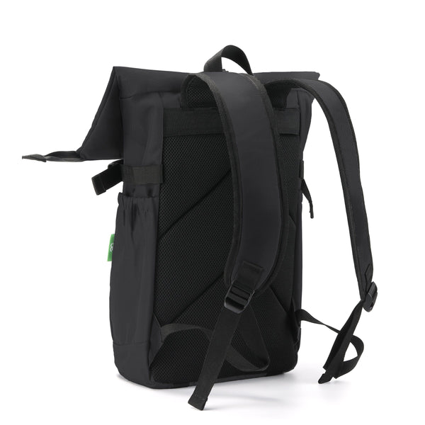 Eco Chic Eco Chic Recycled Canvas Rollup Backpack - Black